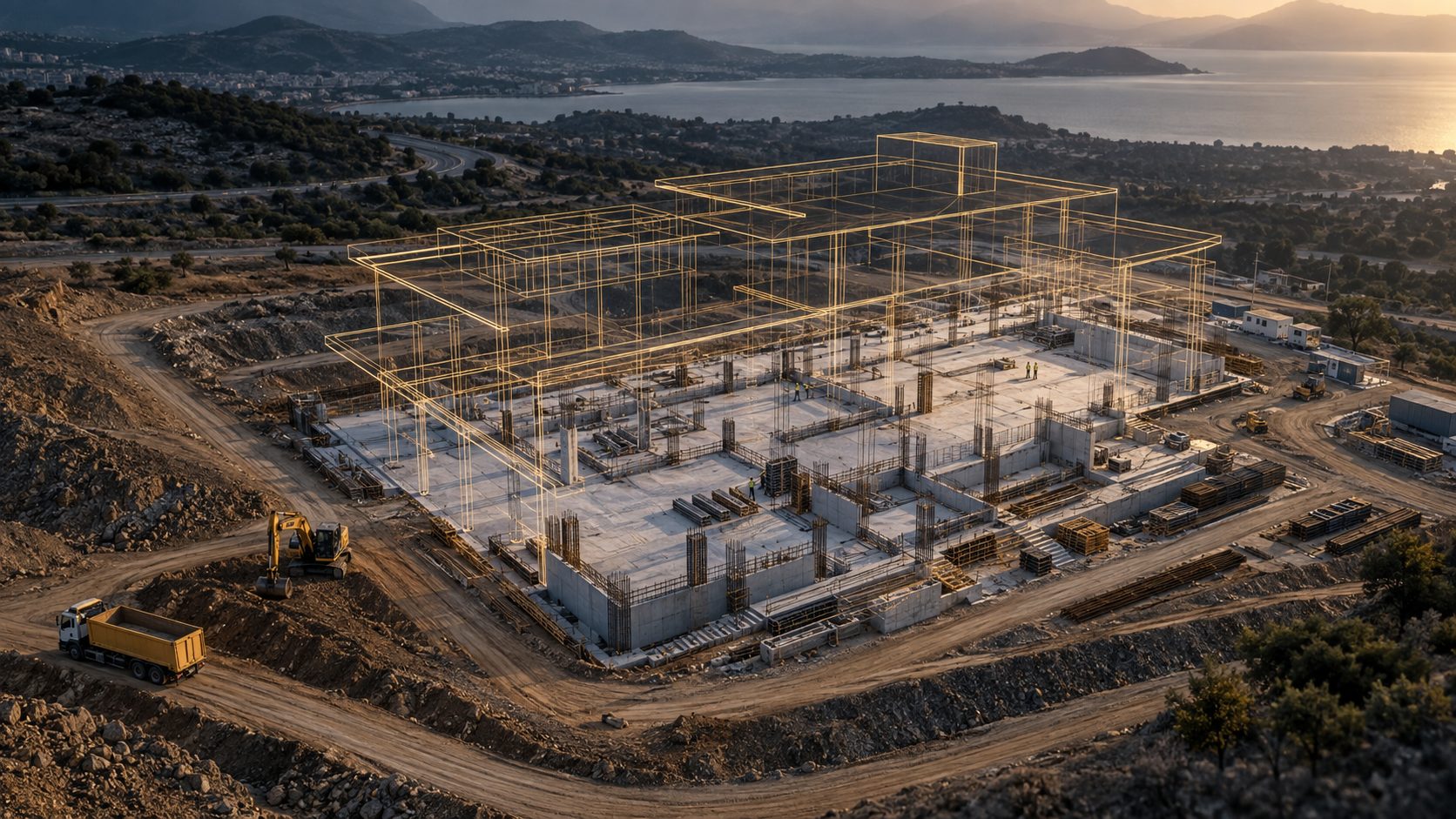 Şantiye ilerlemesi ile proje modelinin karşılaştırılmasını temsil eden özgün görsel